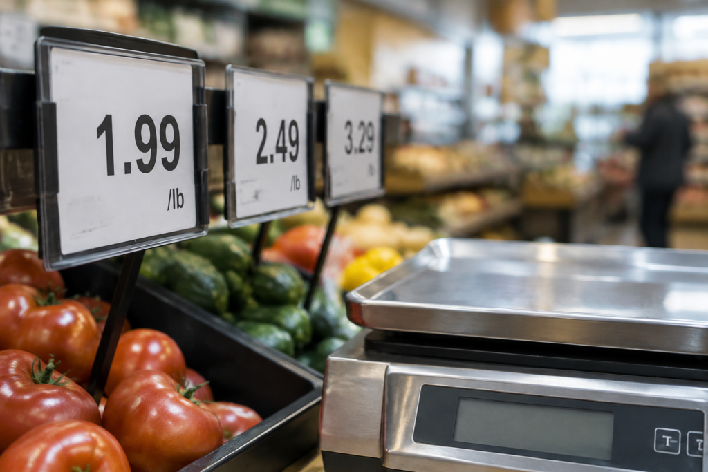 Ценники на продуктах в супермаркете