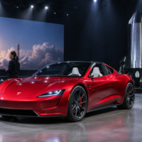Tesla показала літаючий електричний Roadster з реактивними прискорювачами