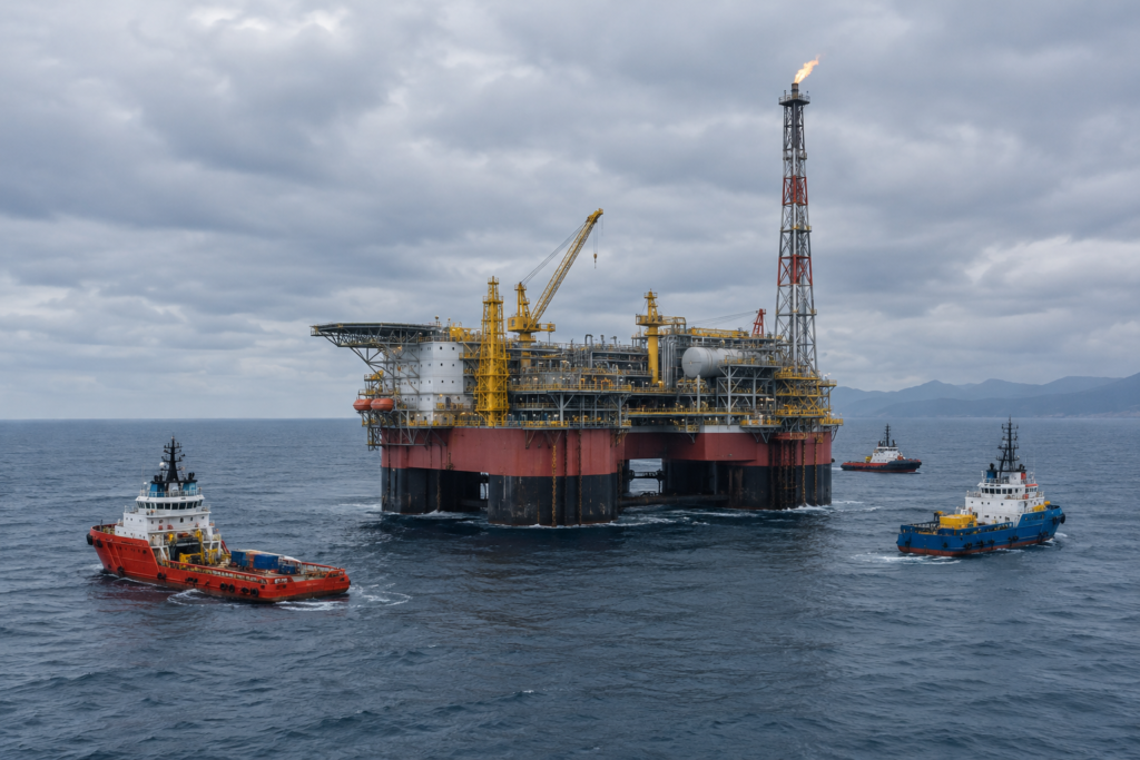 Плавучая платформа добычи газа в Черном море