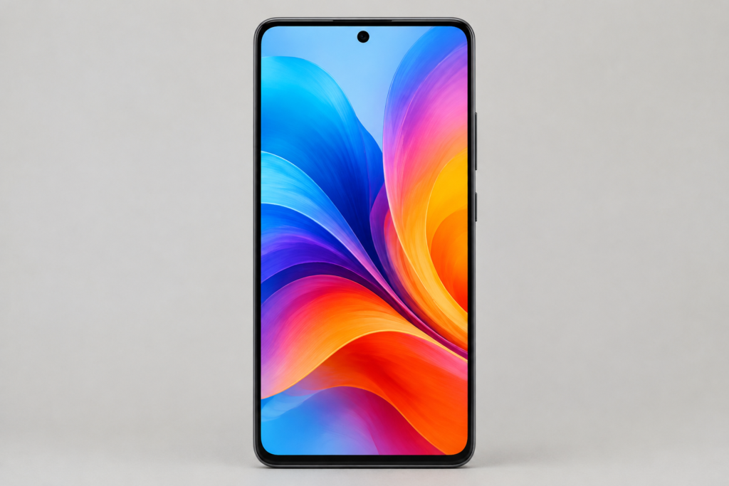 смартфон с ярким AMOLED-экраном крупным планом