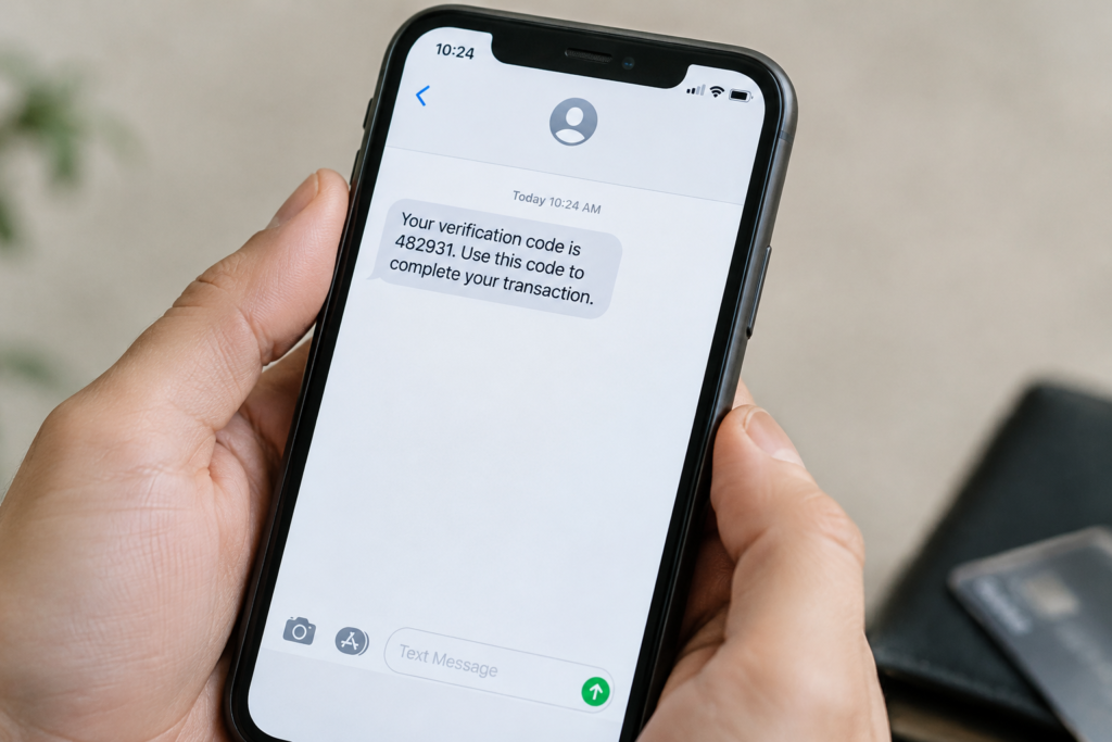 SMS с кодом на экране смартфона