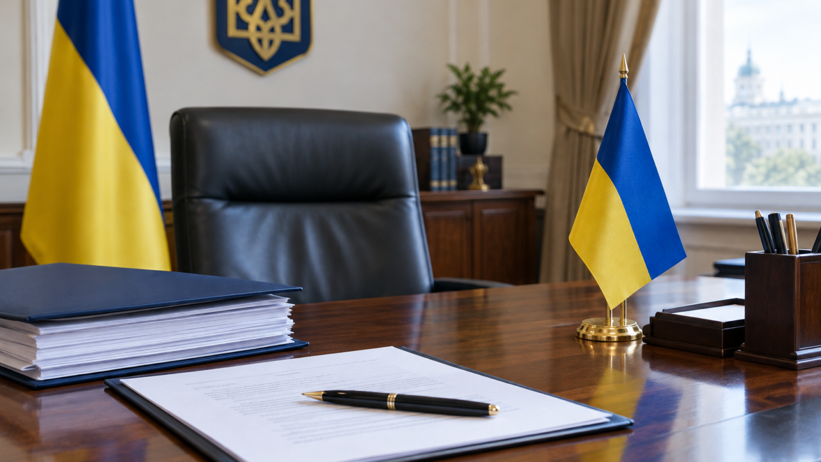 урядовий стіл з документами і ручкою