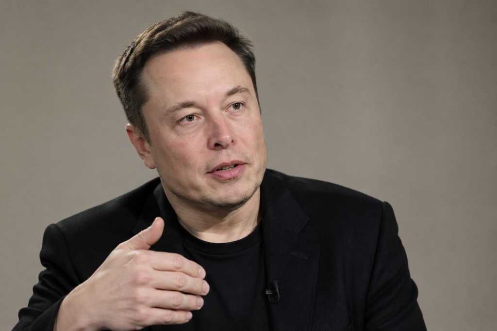 Elon Musk speaking in interview portrait